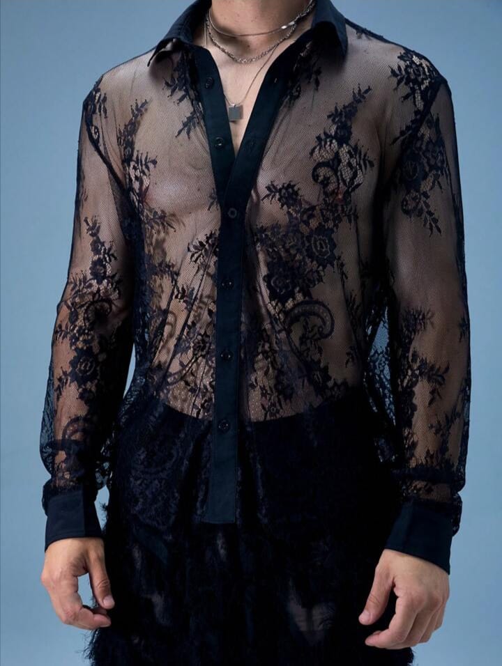 UPTOWN FUNKY LACE FLORAL COLLAR SHIRT